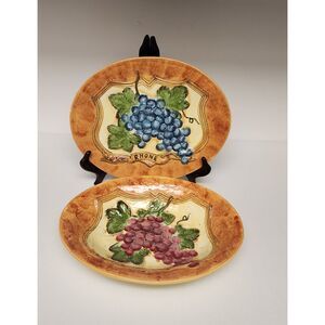 Certified International~Grapes Decorative Serving Plate And Bowl Susan Winget